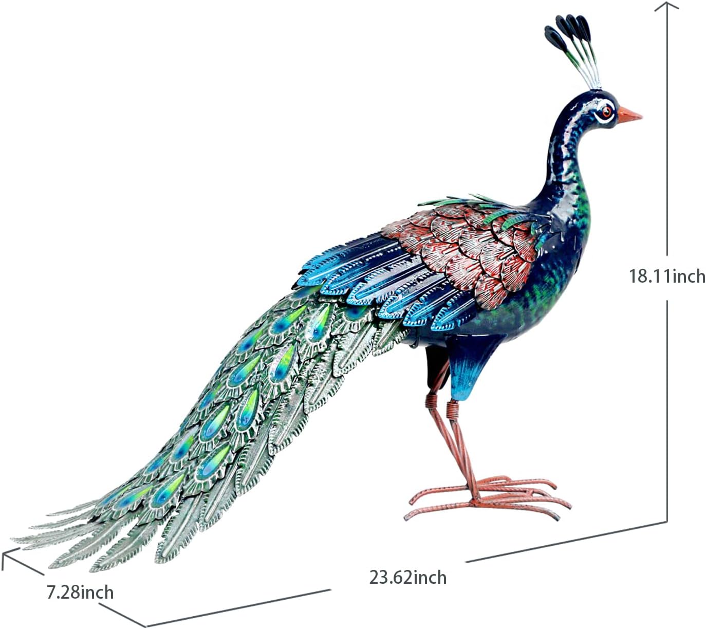 Metal Peacock Garden Statue