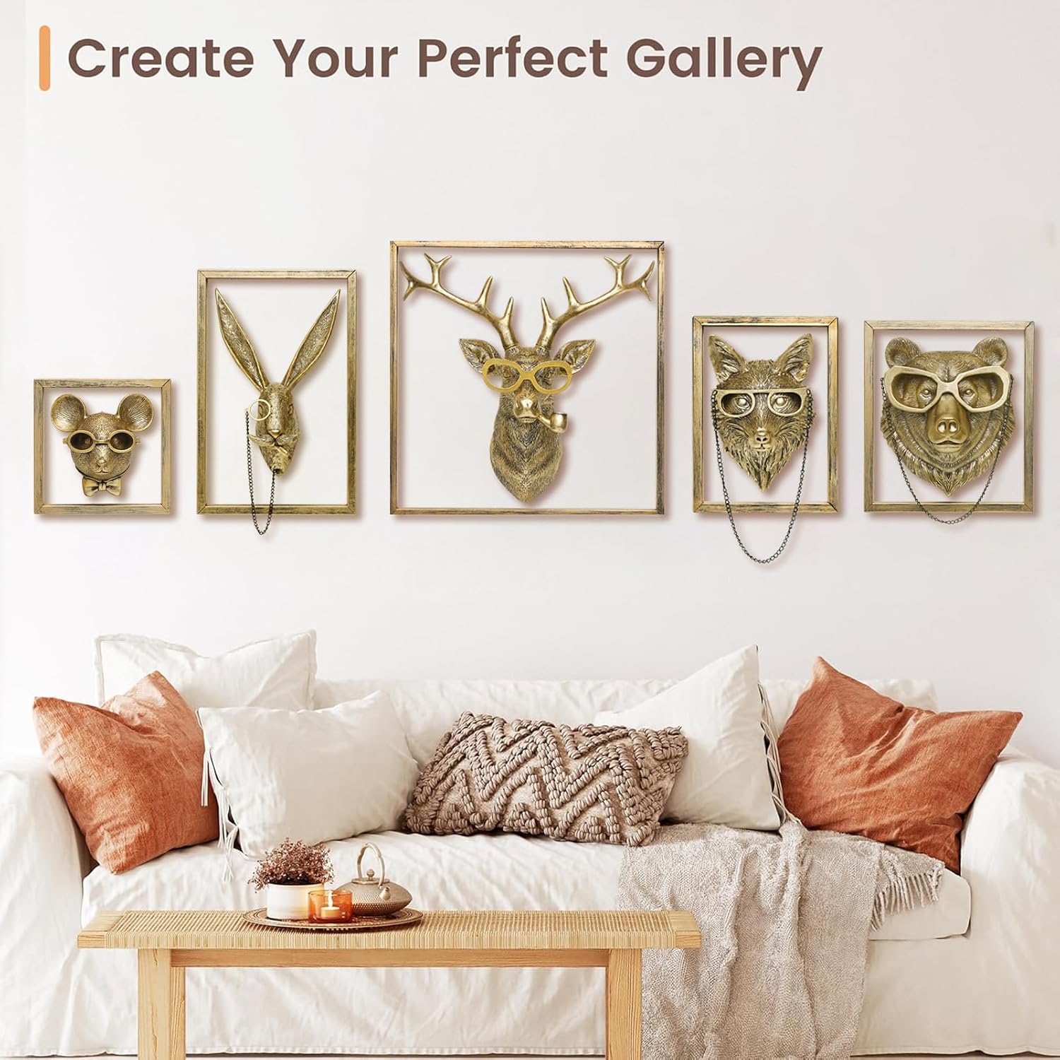 Gold Resin Animal Wall Sculpture