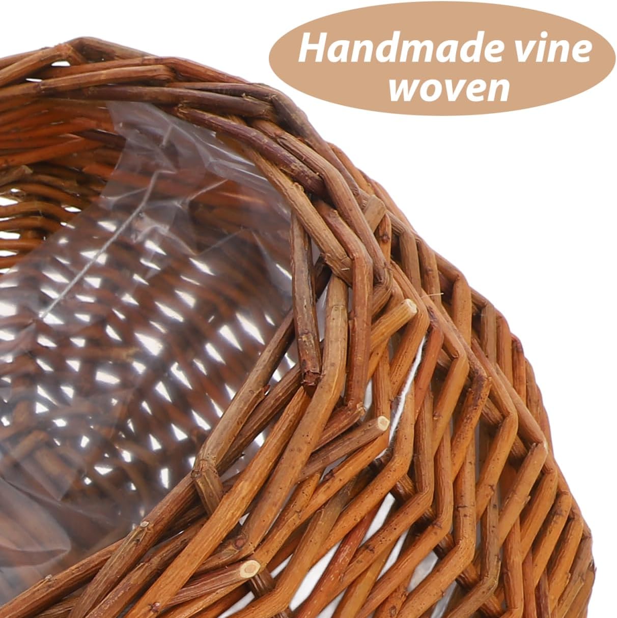 2 Pack Vintage Rattan Wall Hanging Planters