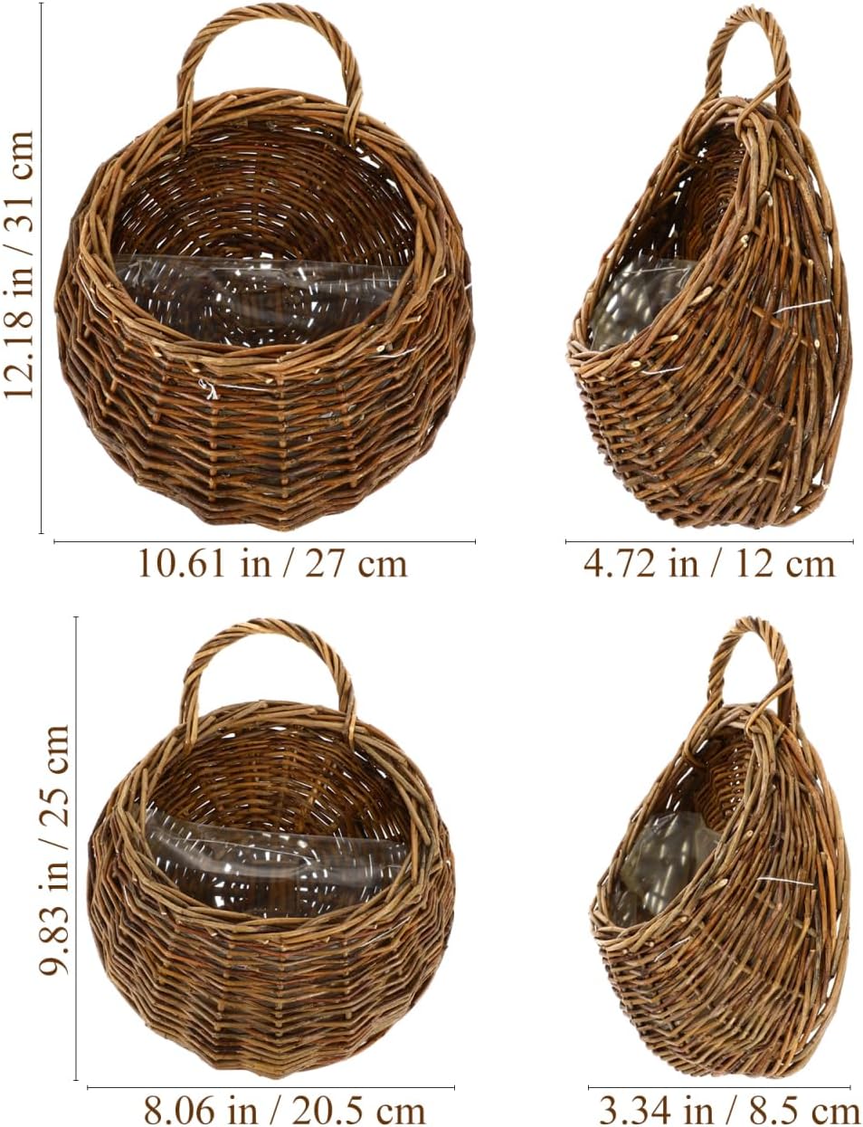 2 Pack Vintage Rattan Wall Hanging Planters