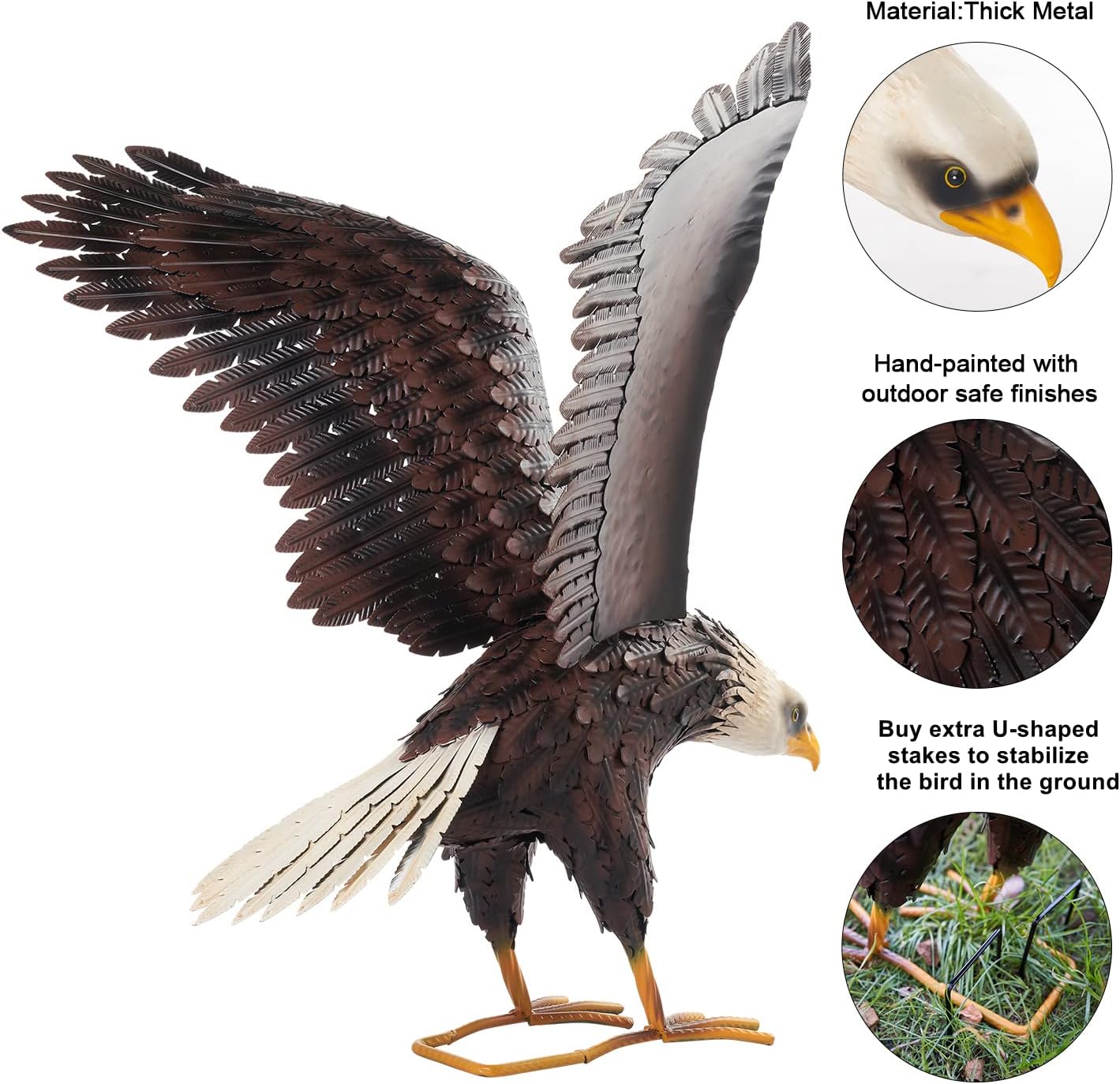Metal Eagle Garden Statue