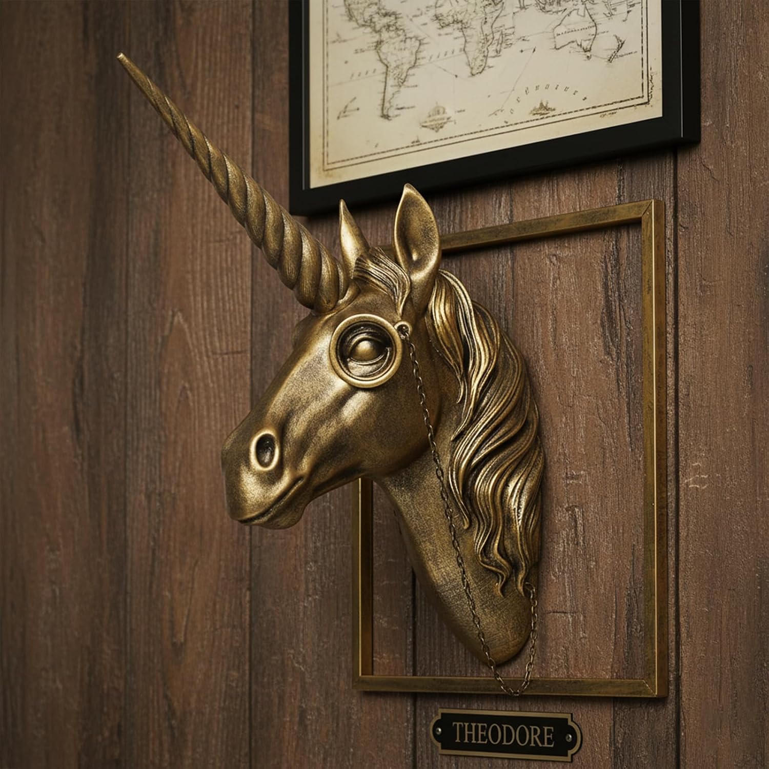 Vintage Copper Unicorn Resin Wall Sculpture