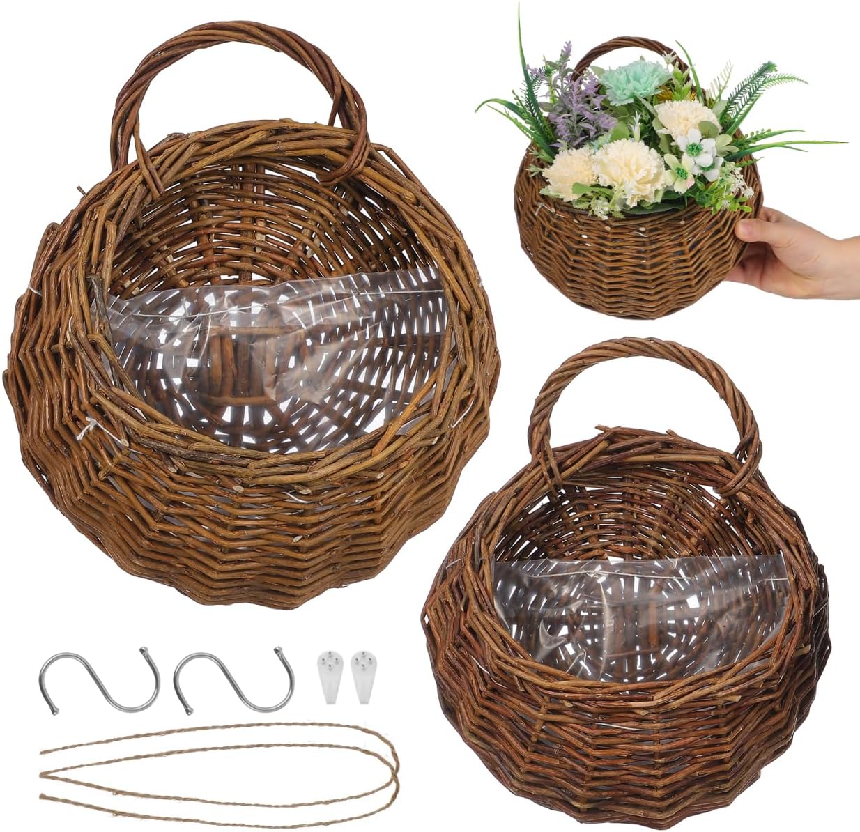 2pc Rattan Wall Hanging Baskets