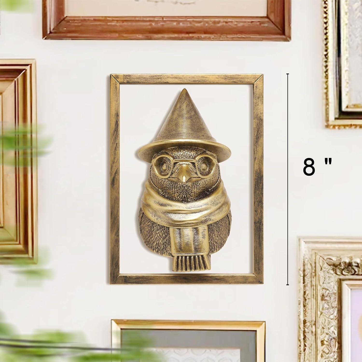 Vintage Gold Penguin Resin Wall Sculpture