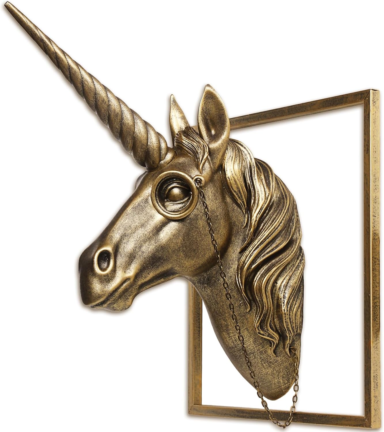 Vintage Copper Unicorn Resin Wall Sculpture