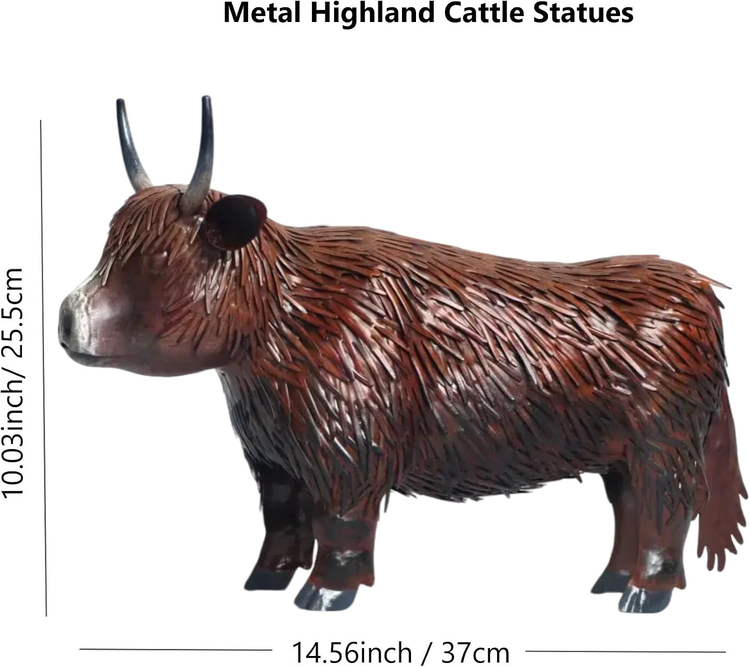 Metal Highland Cow Garden Statue