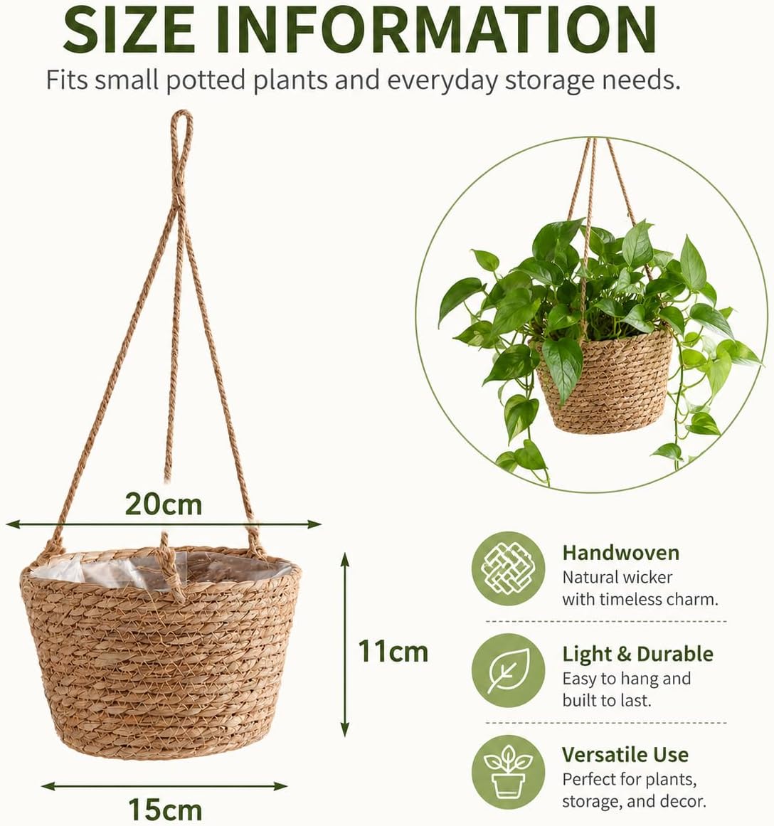 4pc Black Drainage Hanging Plant
