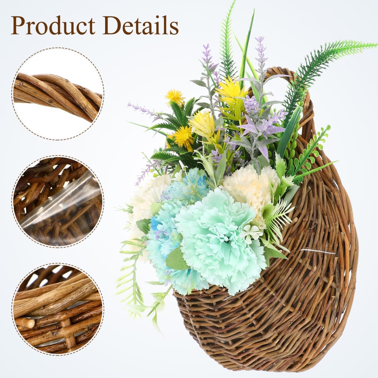 2 Pack Vintage Rattan Wall Hanging Planters
