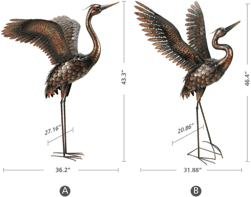 Metal Heron Crane Garden Statue