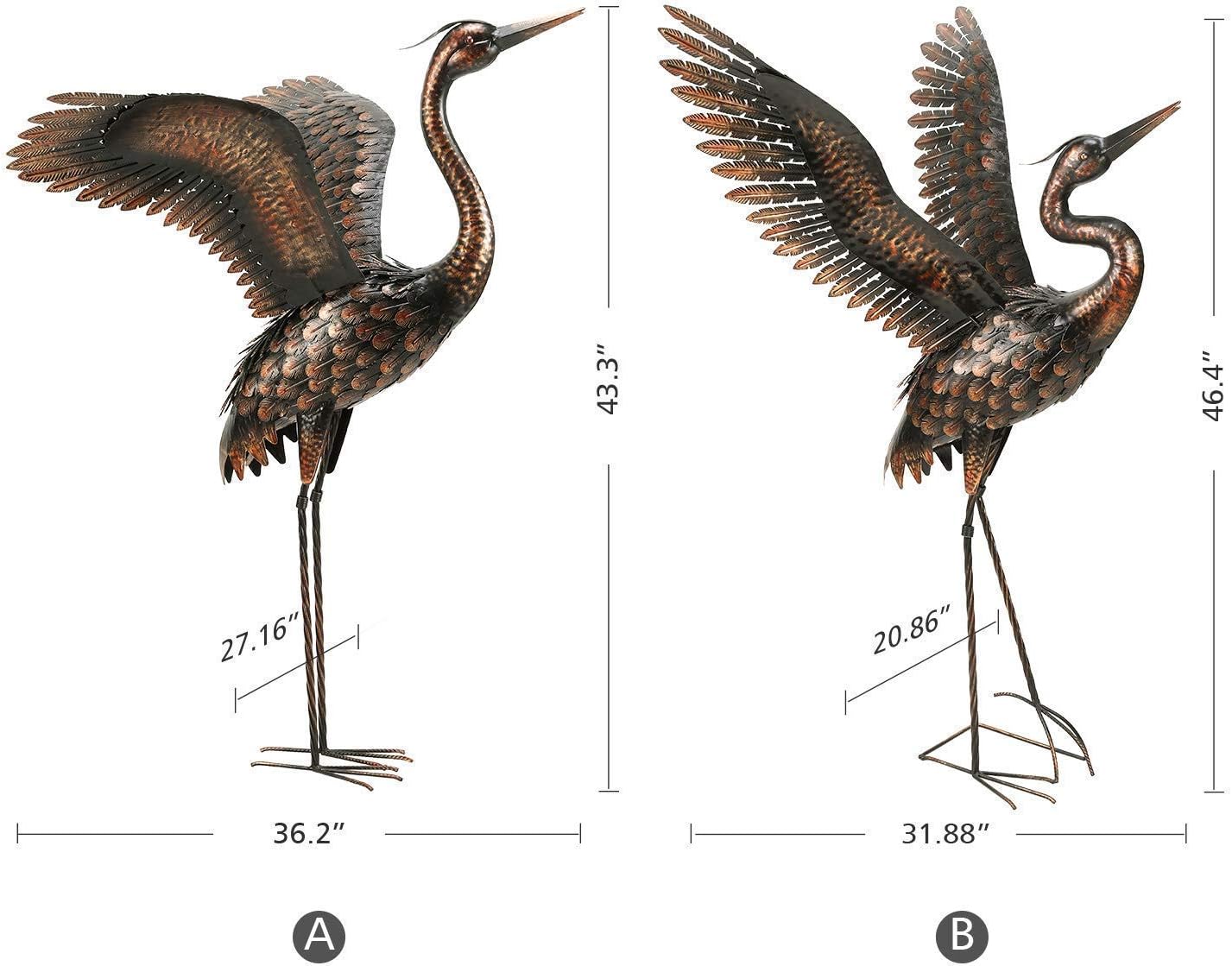 Metal Heron Crane Garden Statue