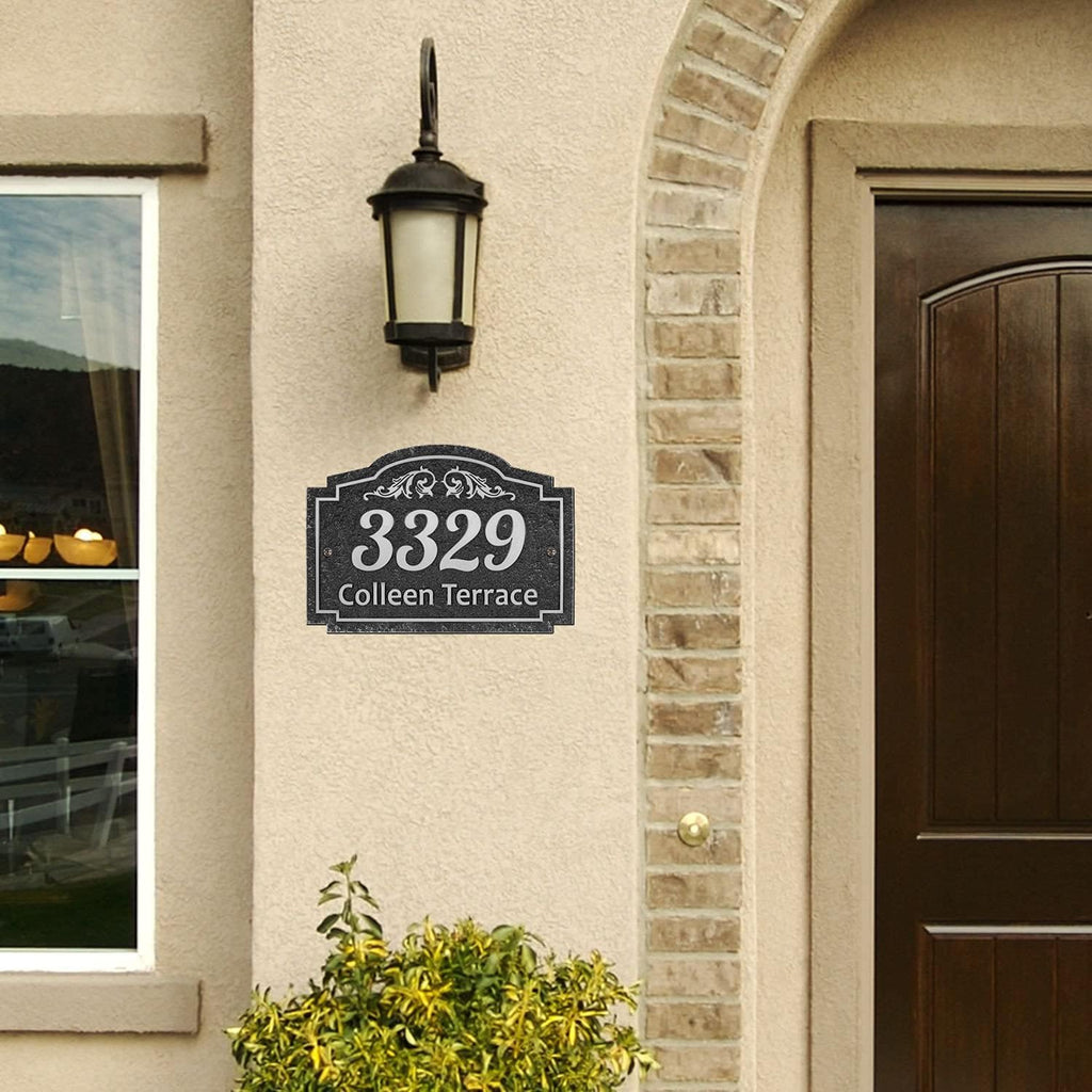 Custom Silver Carved Address Plaque