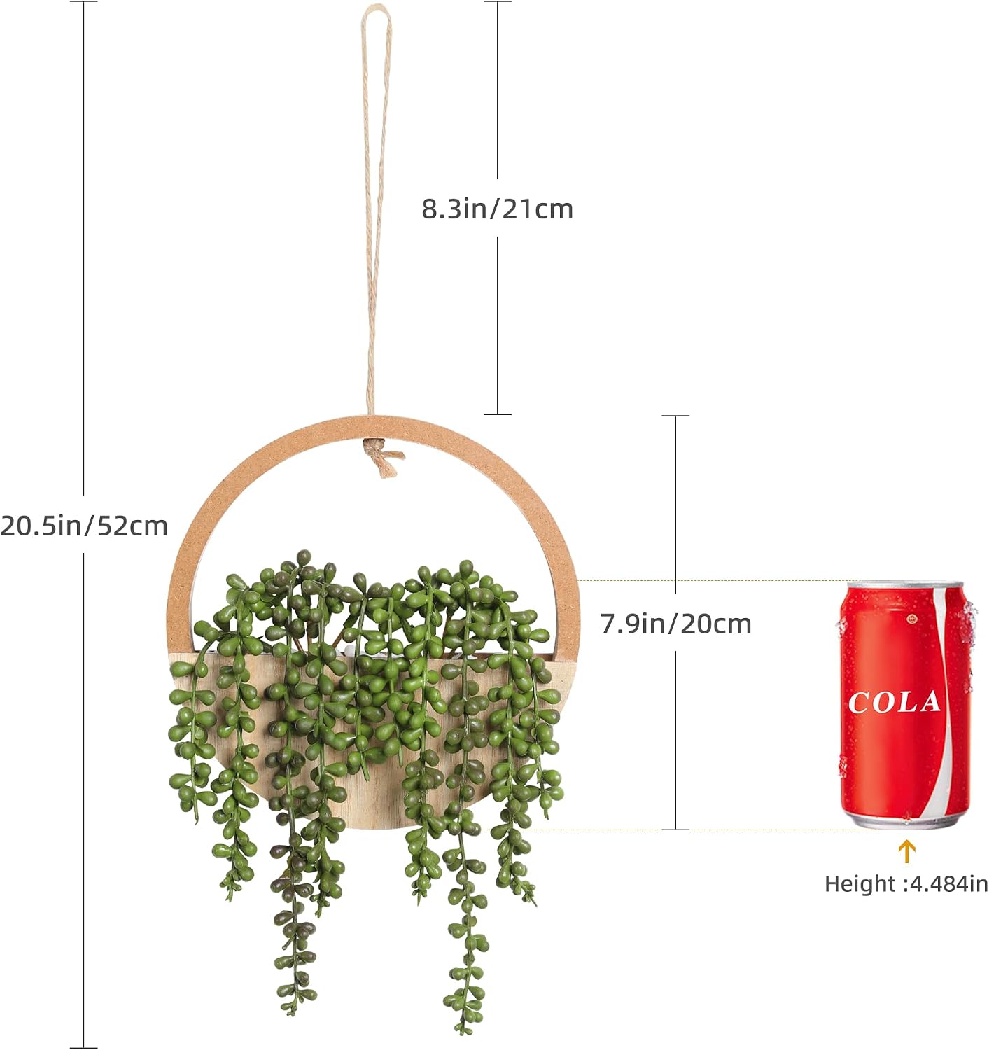 2 Pack Wood Artificial String of Pearls Hanging Succulents
