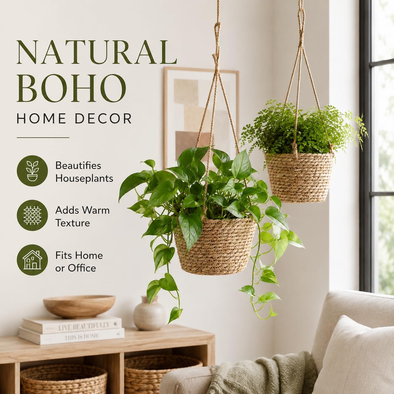 4pc Black Drainage Hanging Plant