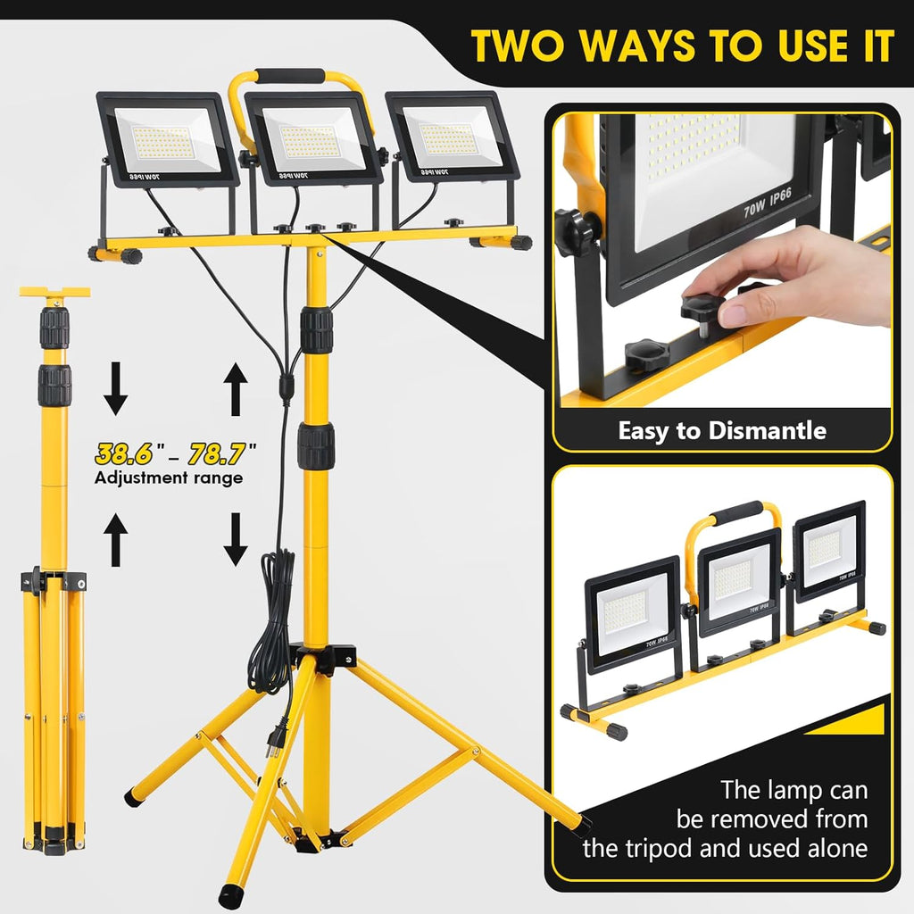 3-Head Tripod LED Work Lights