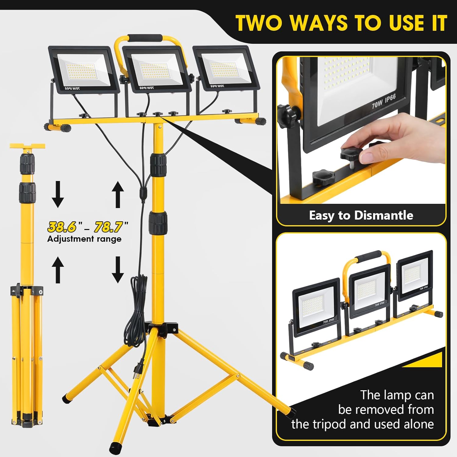 3-Head Tripod LED Work Lights