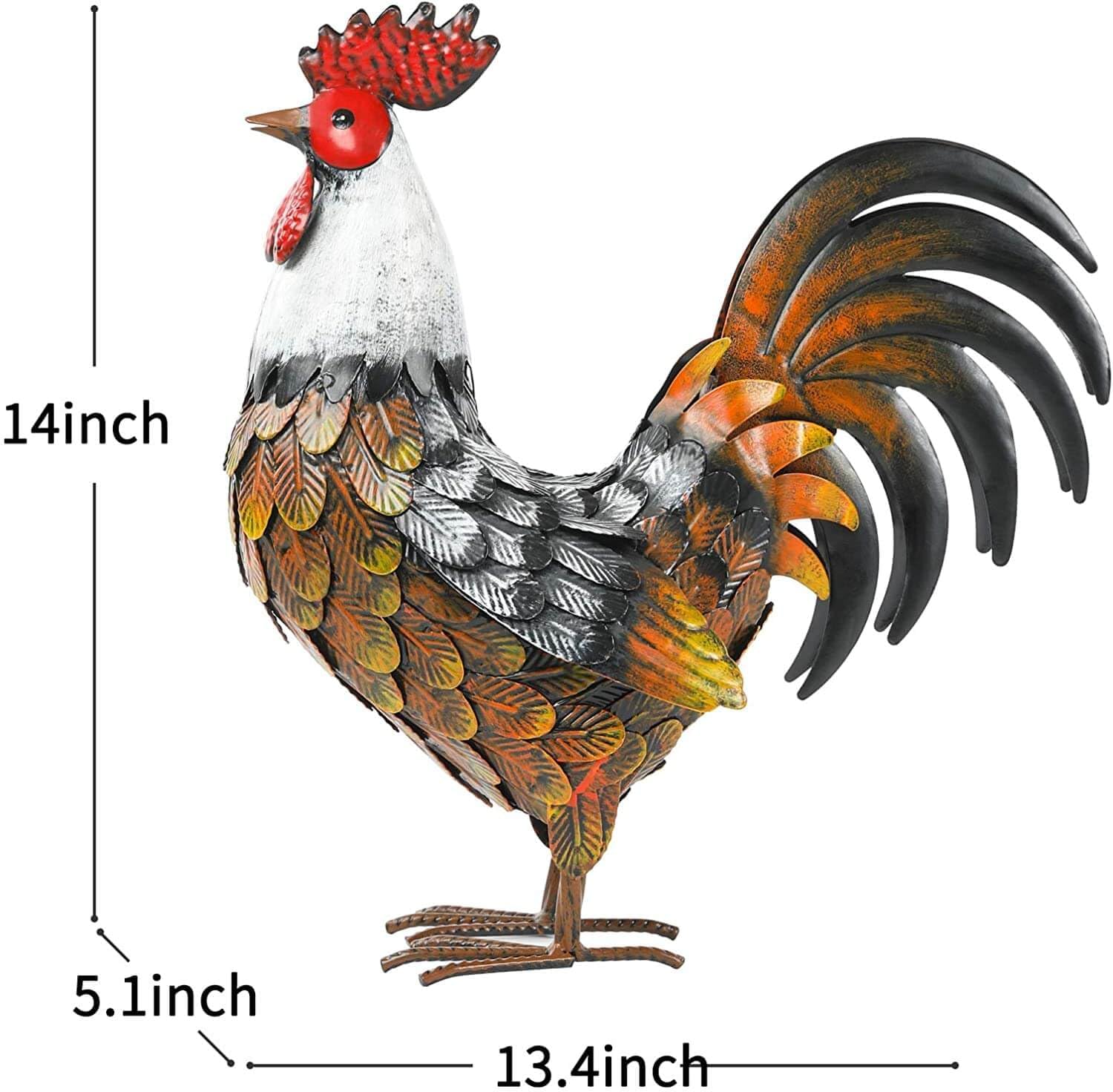 Metal Rooster Garden Statue