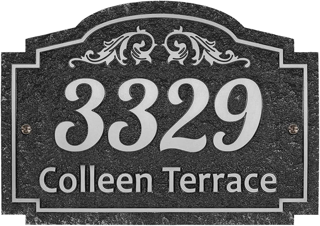 Custom Silver Carved Address Plaque