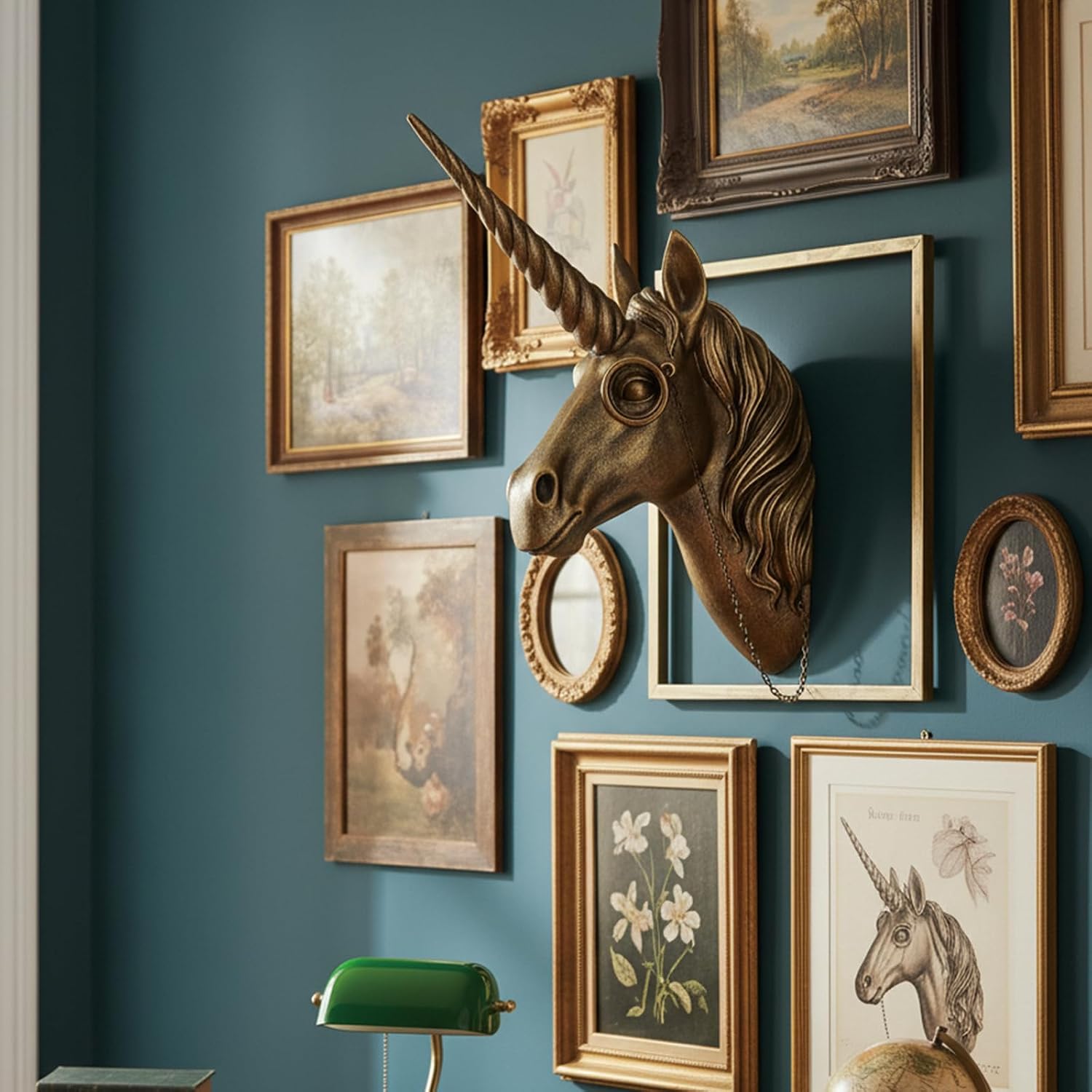 Vintage Copper Unicorn Resin Wall Sculpture