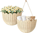2 Pack Scalloped Rattan Wall Storage Baskets