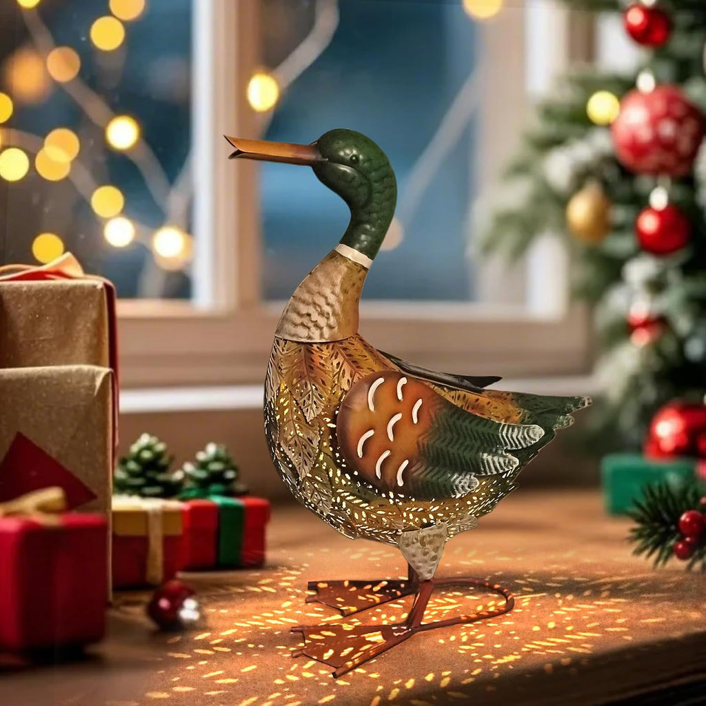 Solar Metal Duck Garden Statue