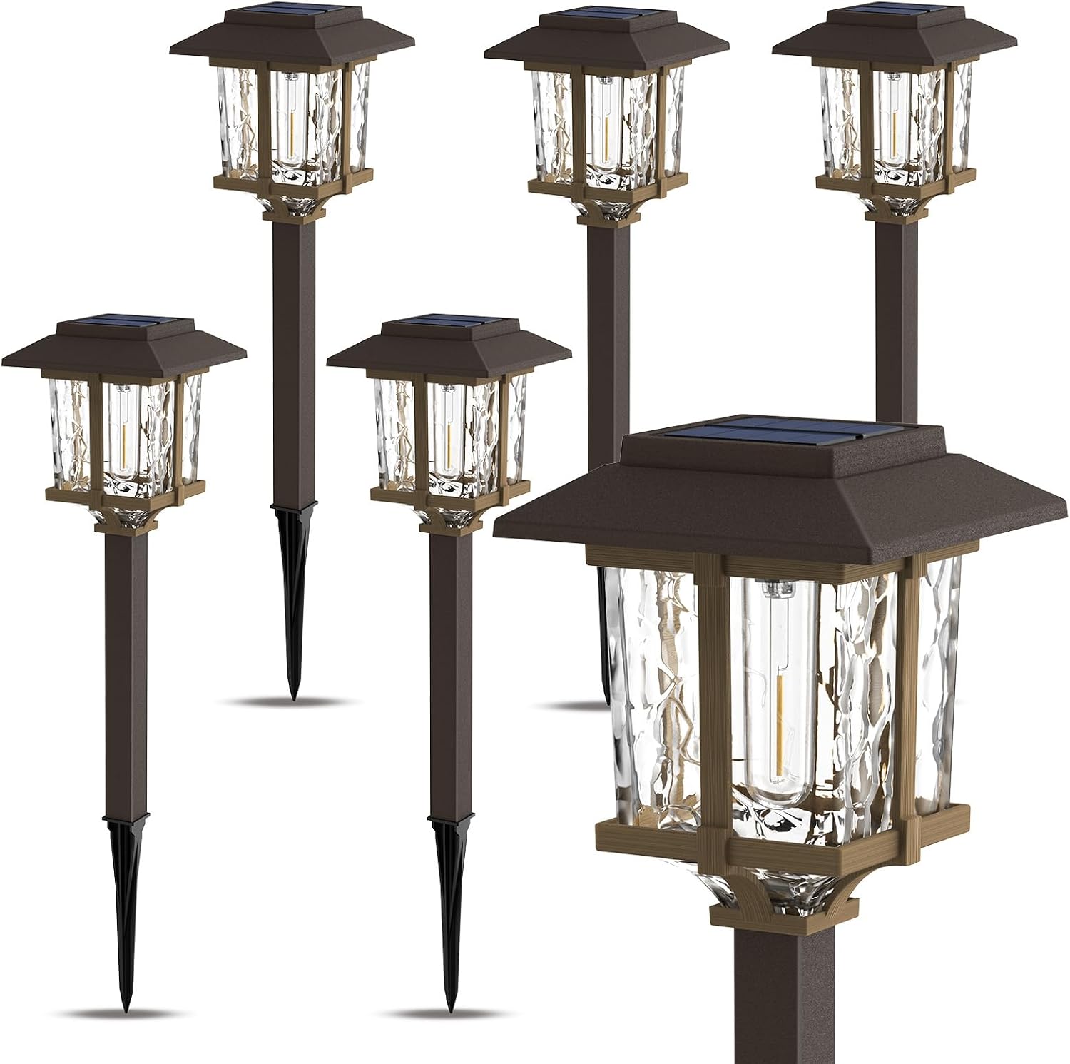 Bronze Wood Stainless Steel Solar Pathway Lights