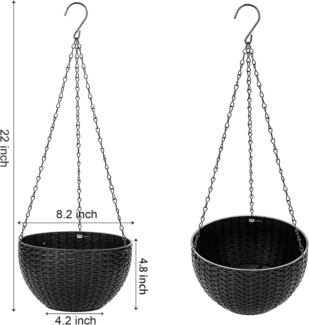 14 Inch Espresso Brown Resin Woven Hanging Basket