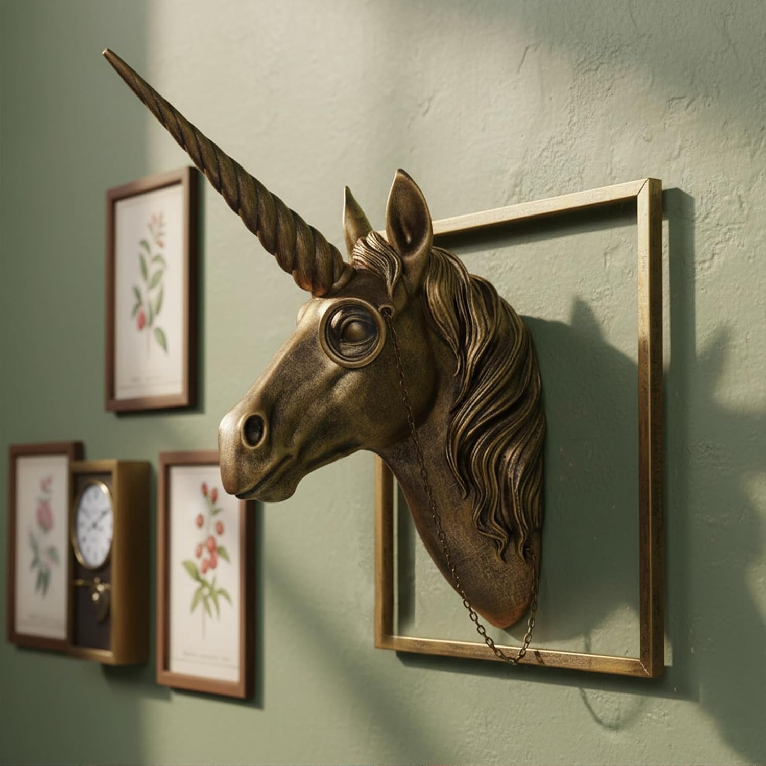 Vintage Copper Unicorn Resin Wall Sculpture
