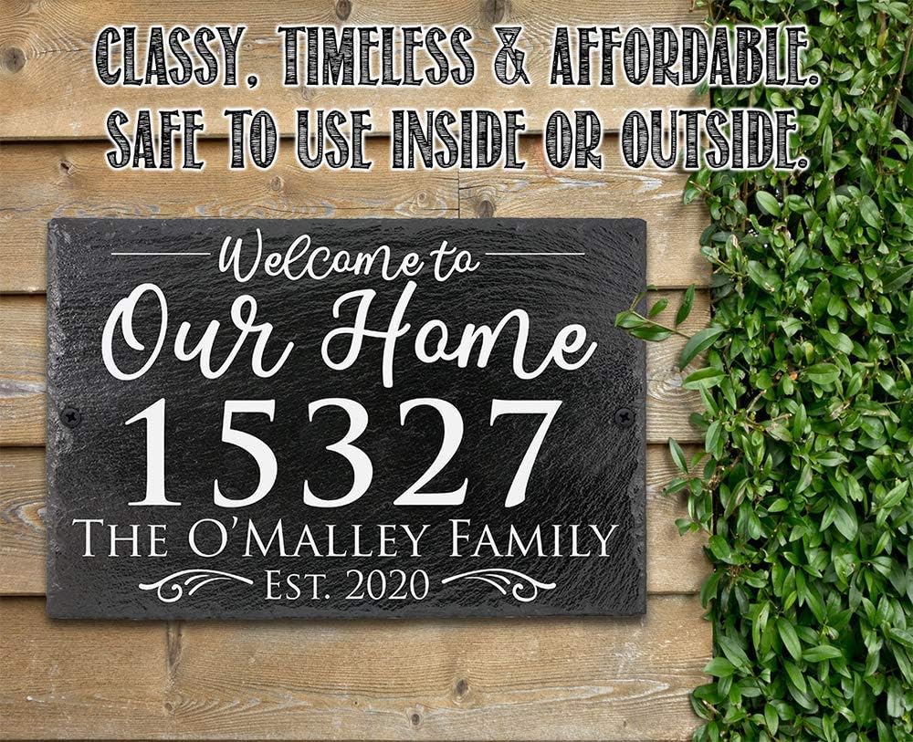 Custom Outdoor Slate Address Plaque