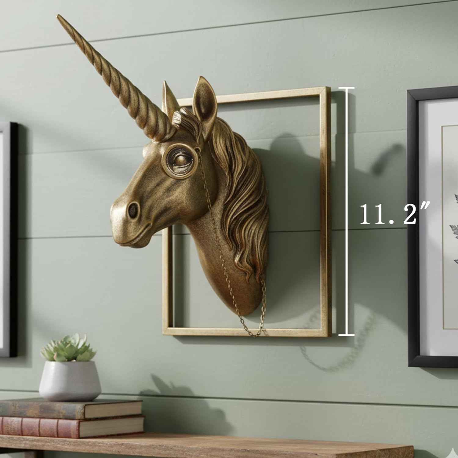 Vintage Copper Unicorn Resin Wall Sculpture