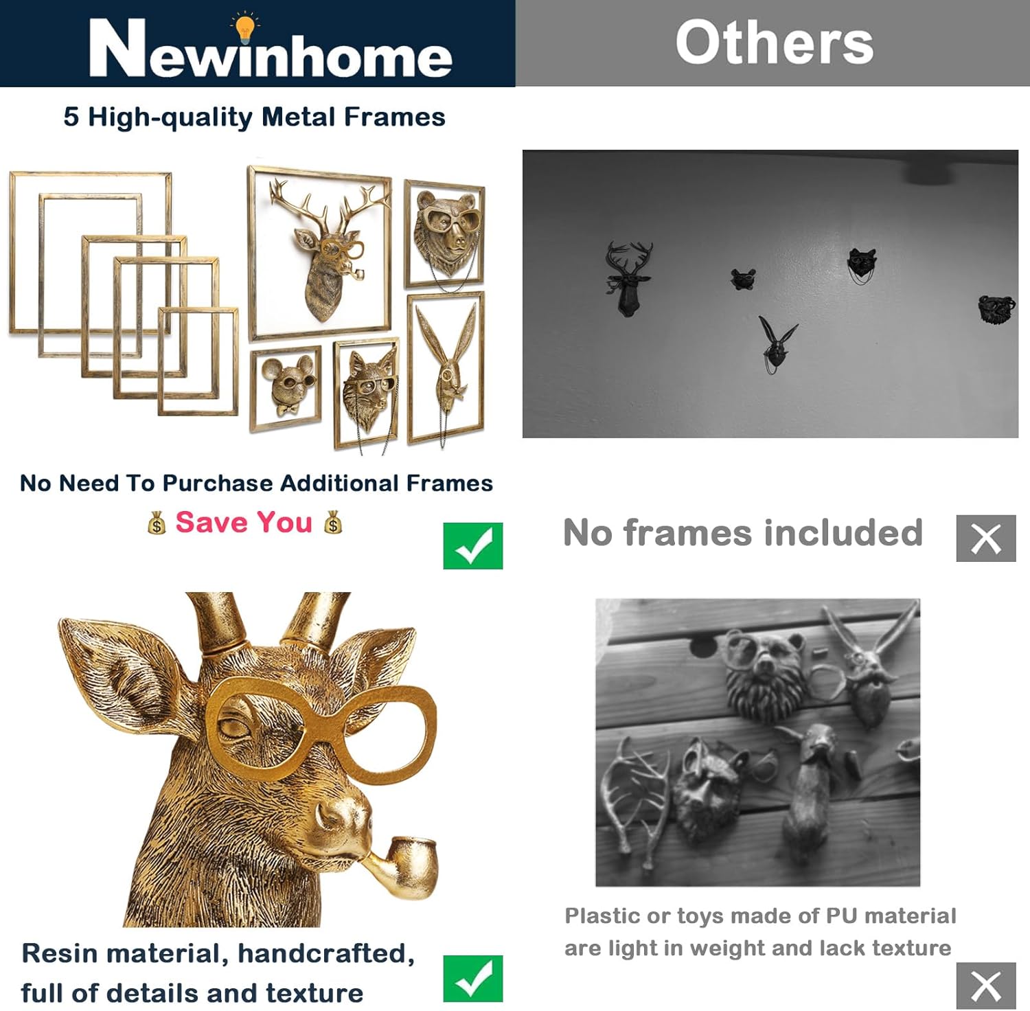 Gold Resin Animal Wall Sculpture