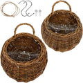 2 Pack Vintage Rattan Wall Hanging Planters