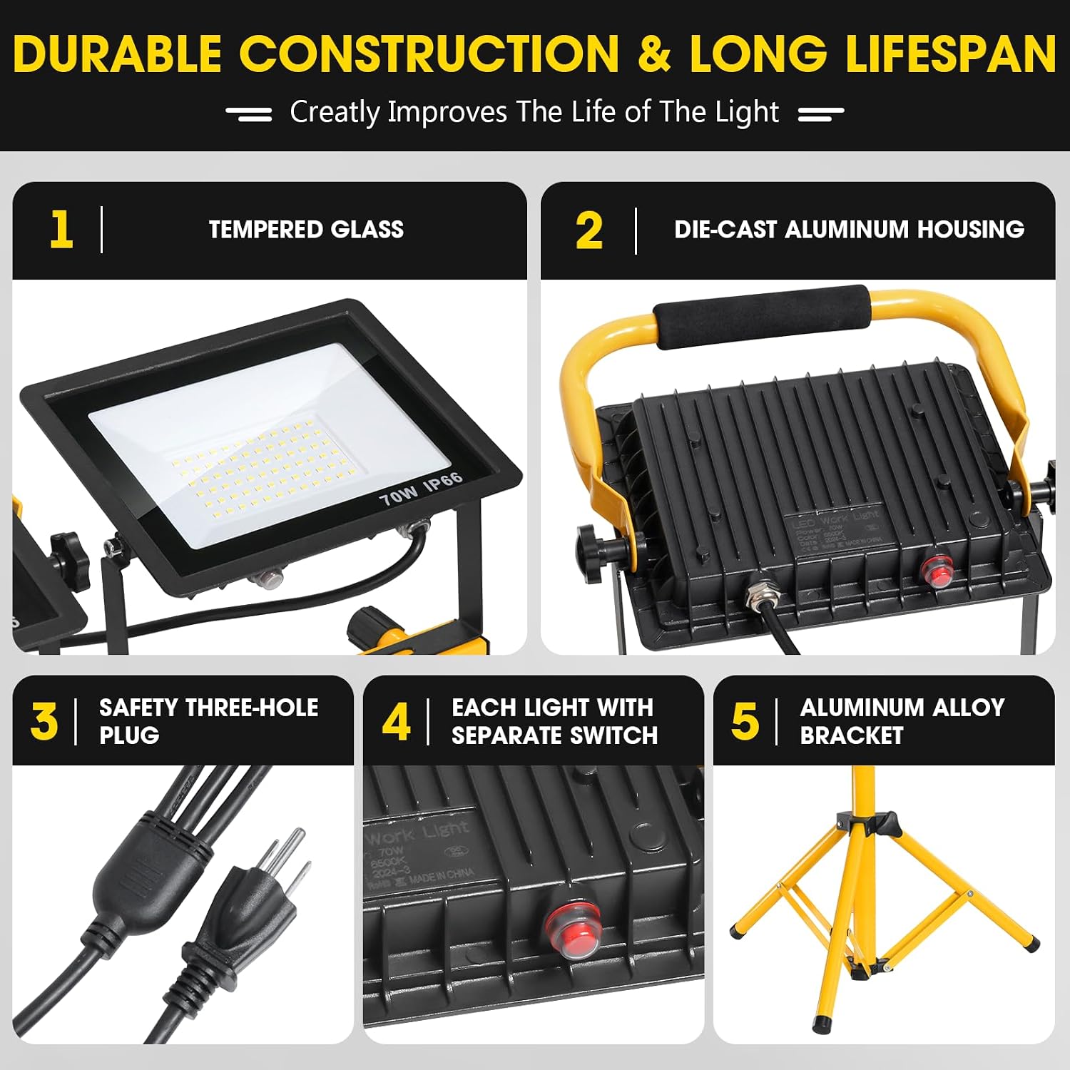 3-Head Tripod LED Work Lights