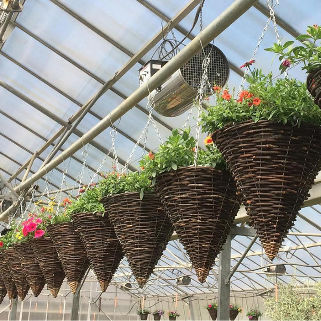 2 Pack Cone Shaped Rattan Hanging Planters