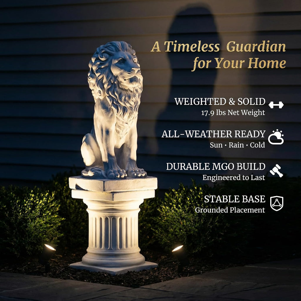 White Stone Lion Garden Statue