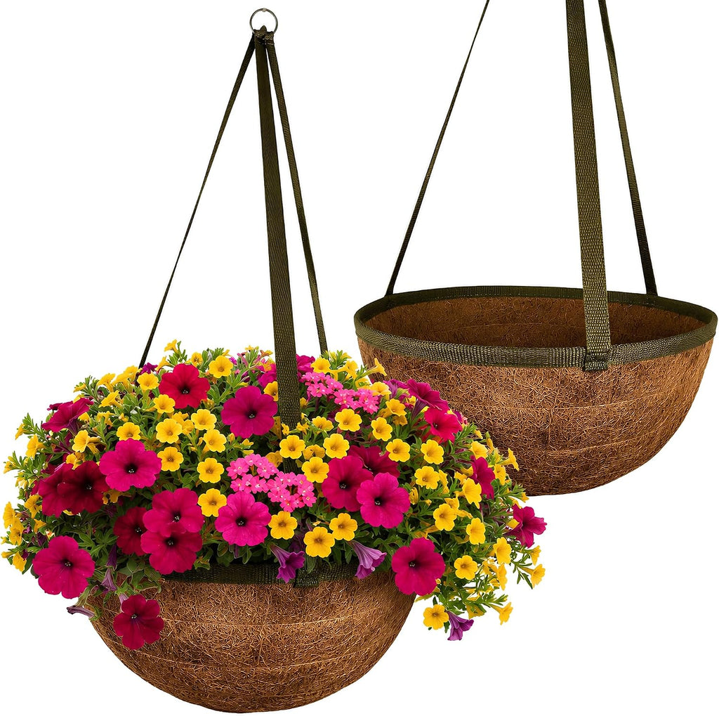 2 Pack Natural Coco Coir Hanging Baskets