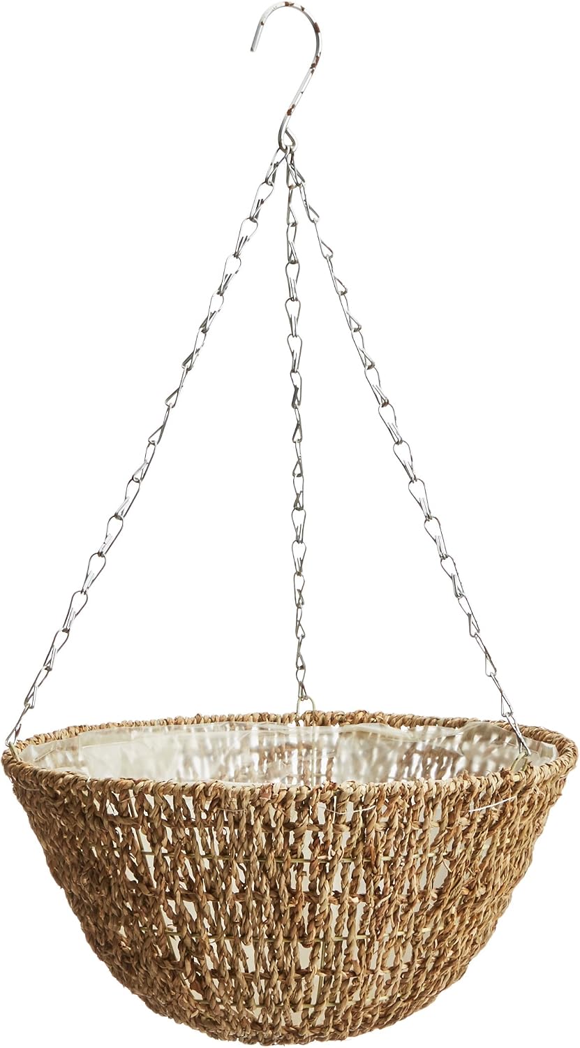14" Brown Woven Rope Hanging Basket