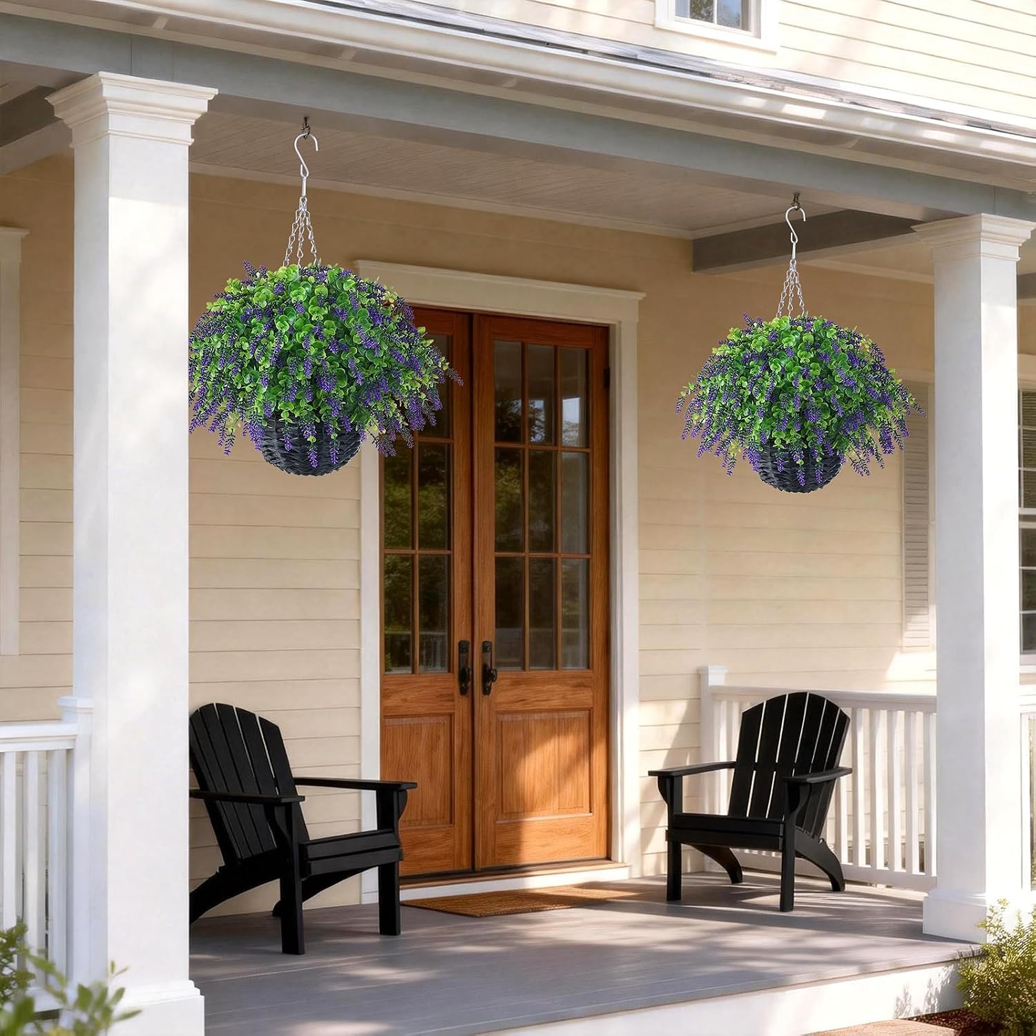 2 Pack Artificial Lavender Eucalyptus Hanging Baskets