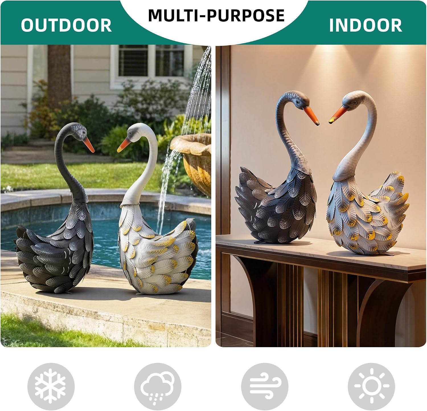 Metal Swan Garden Statues