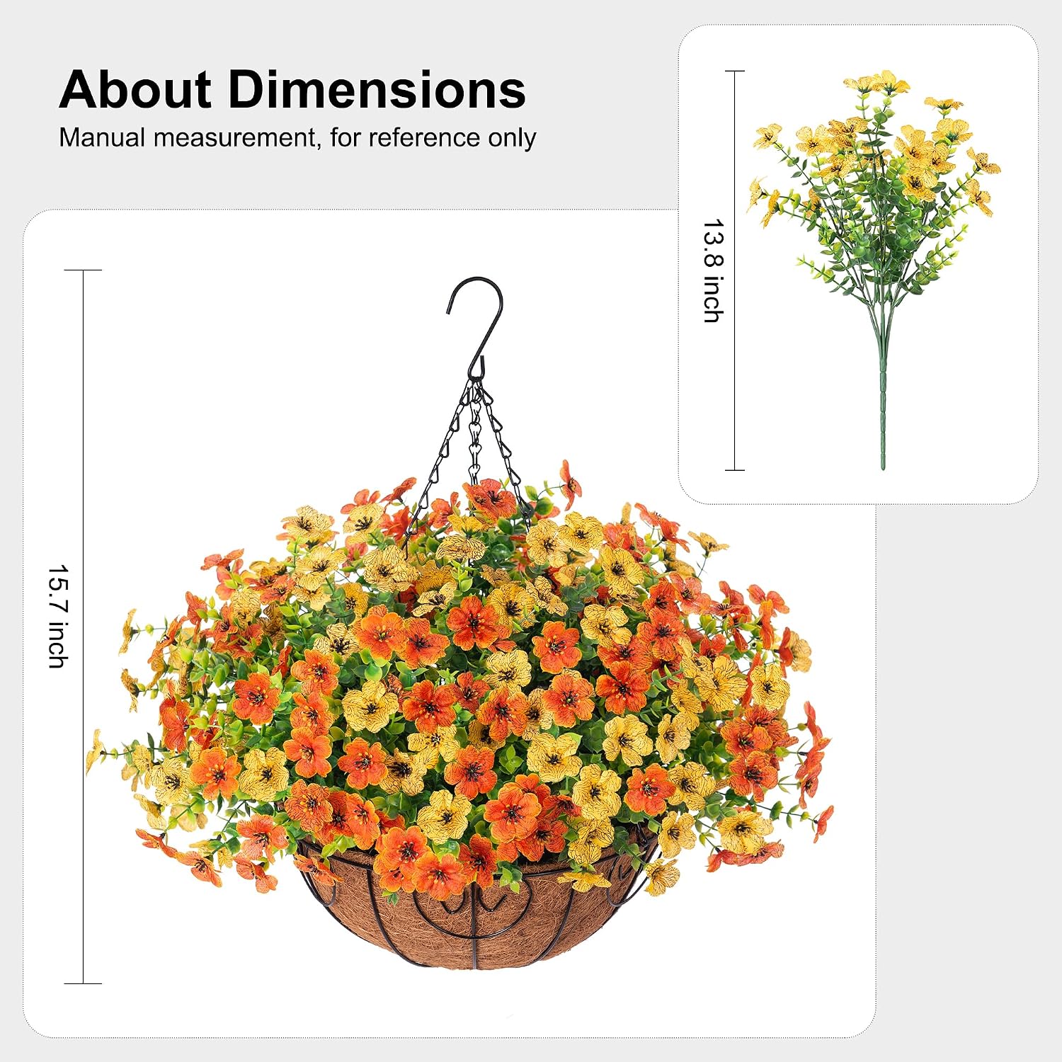 Orange Artificial Fall Hanging Mums