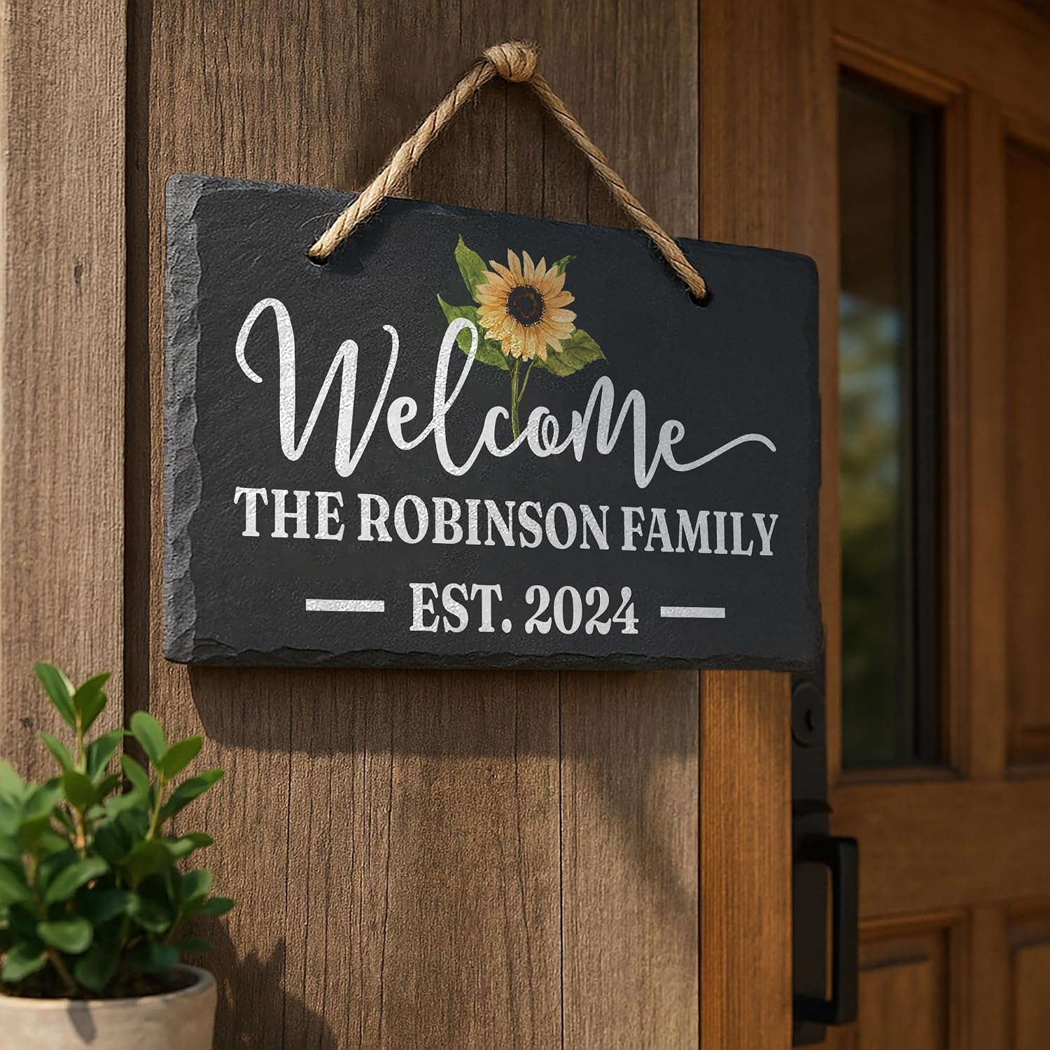 Custom Rustic Slate Welcome Plaque