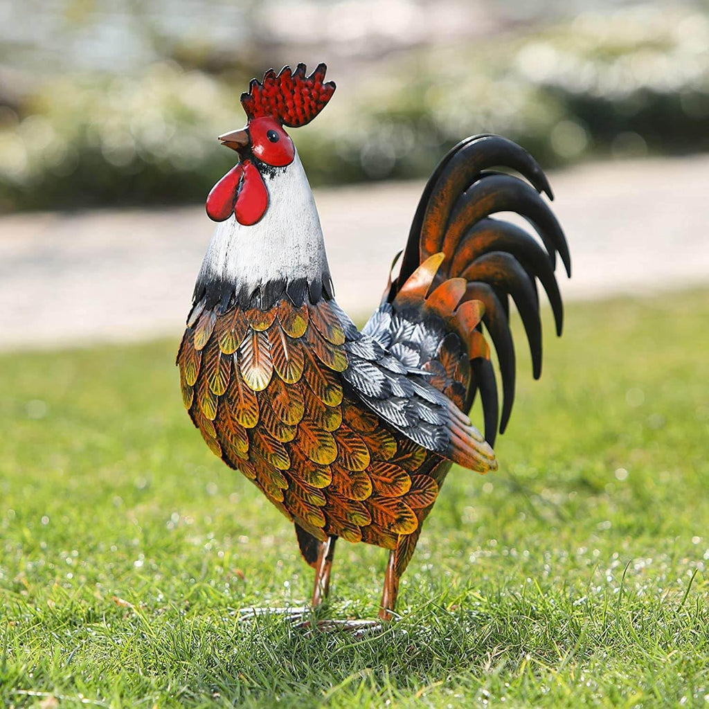 Metal Rooster Garden Statue