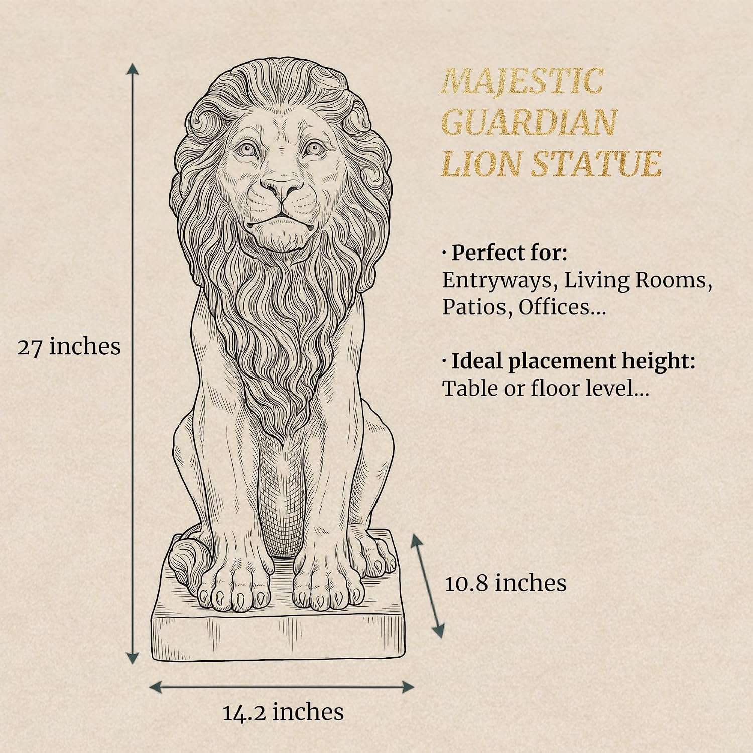 White Stone Lion Garden Statue