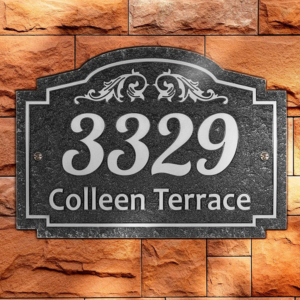 Custom Silver Carved Address Plaque