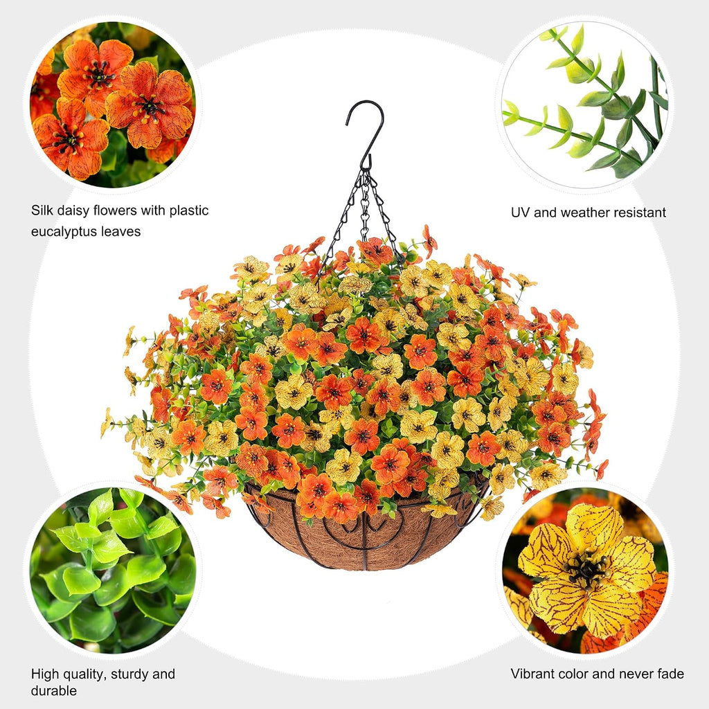 Orange Artificial Fall Hanging Mums