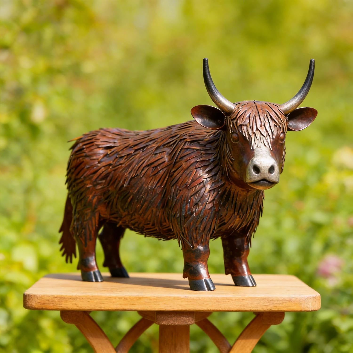 Metal Highland Cow Garden Statue