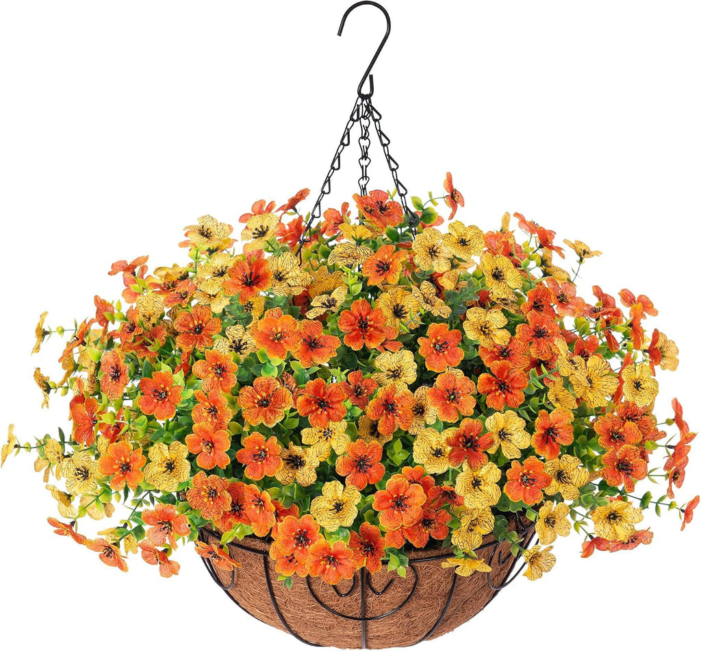 Orange Artificial Fall Hanging Mums