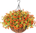 Orange Artificial Fall Hanging Mums