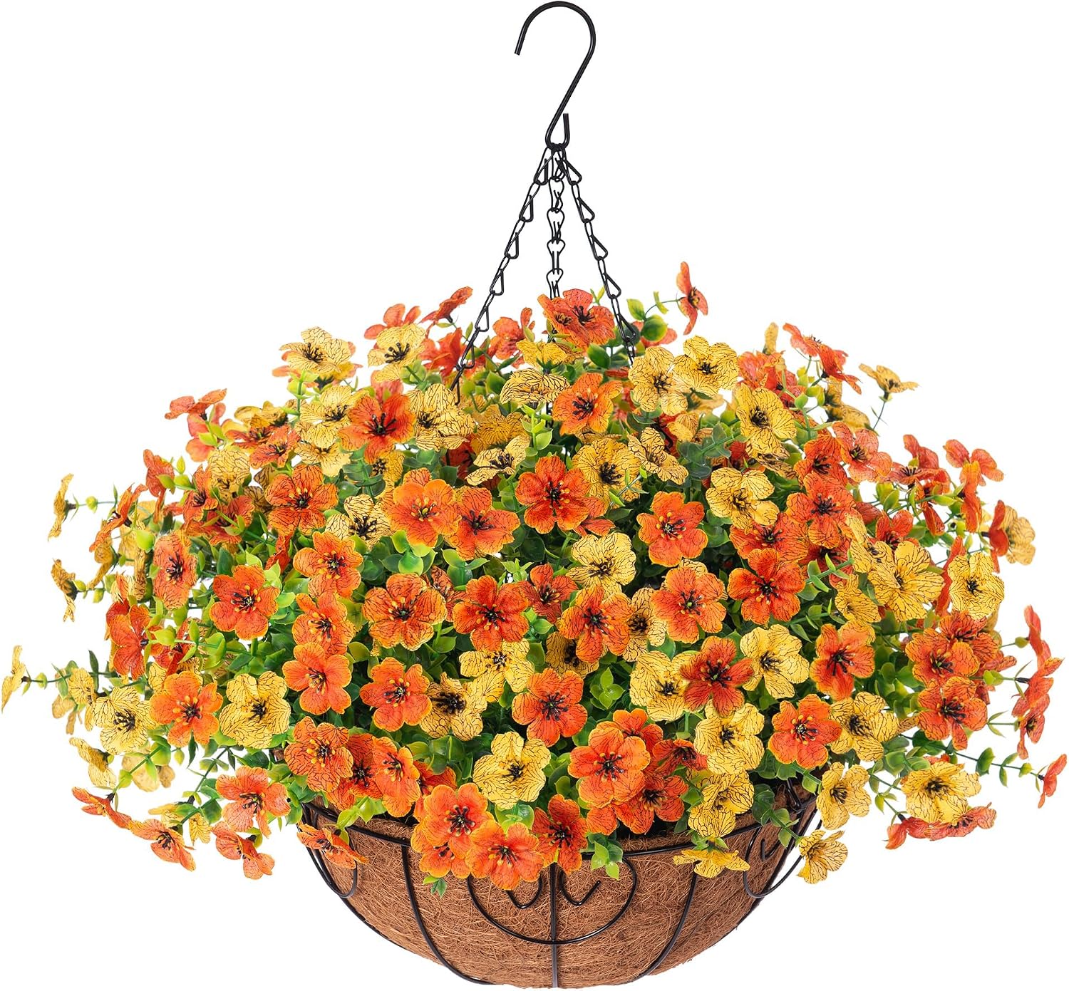 Orange Artificial Fall Hanging Mums