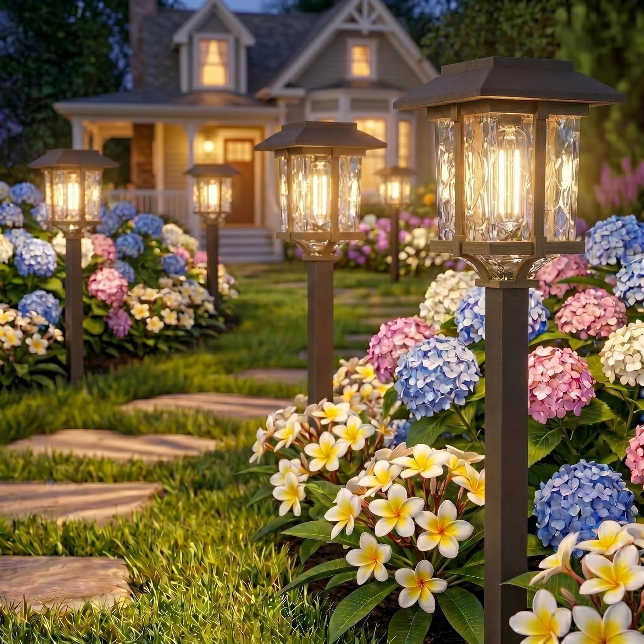 Bronze Wood Stainless Steel Solar Pathway Lights