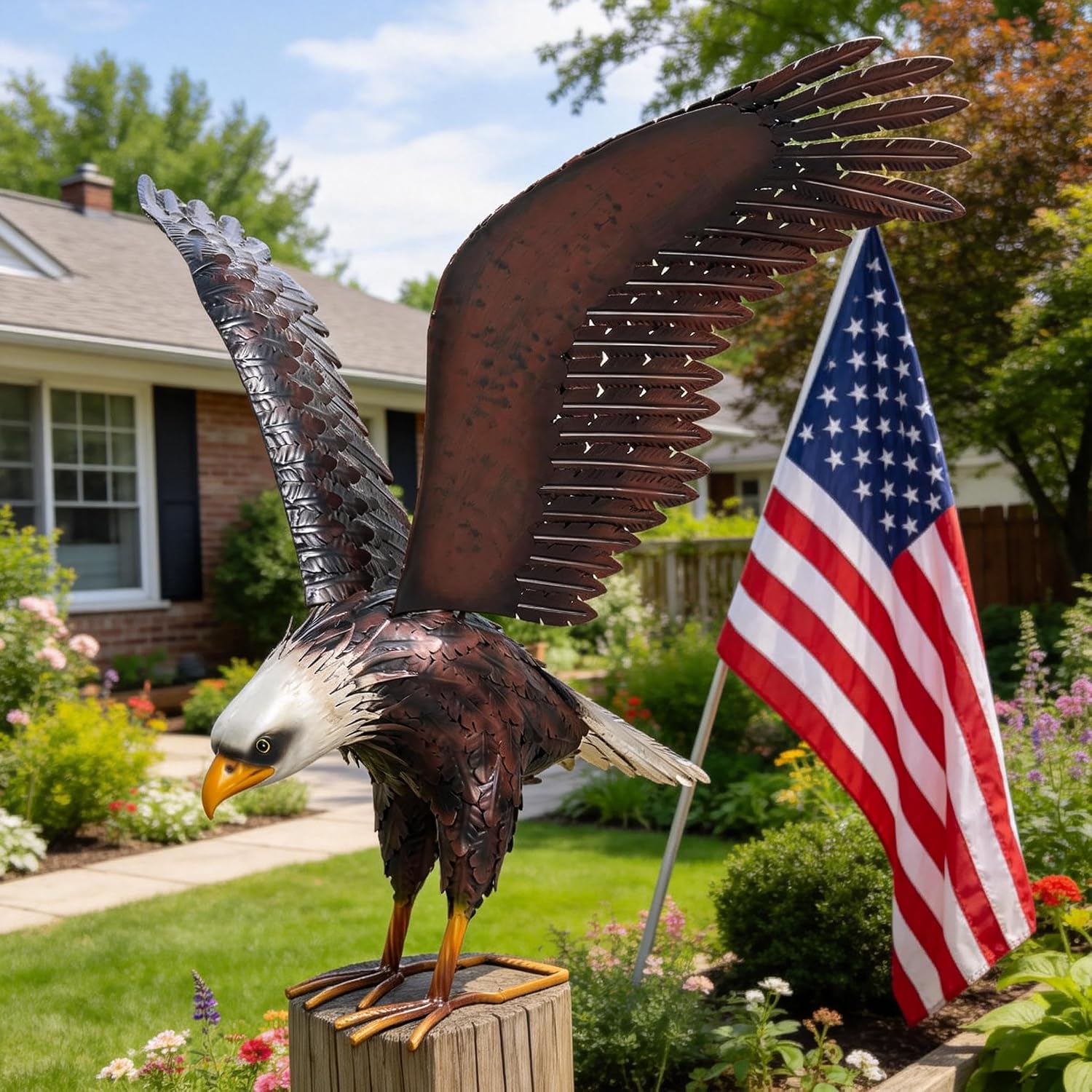 Metal Eagle Garden Statue